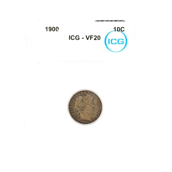 1900 P Barber Dime 10c ICG VF20 - Picture 1 of 2